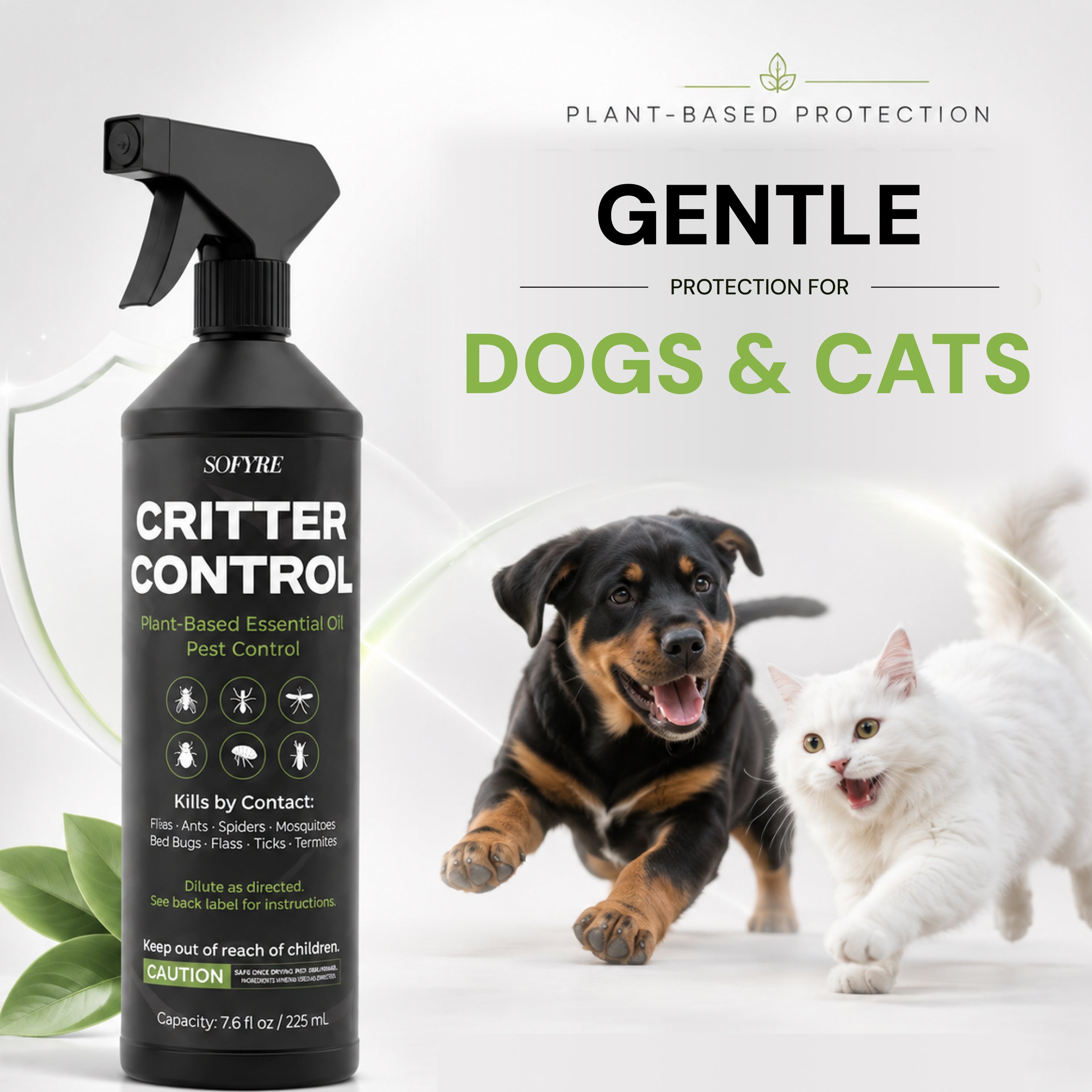 Critter Control Spray - Flea & Tick Protection for Dogs & Cats - SoFyre