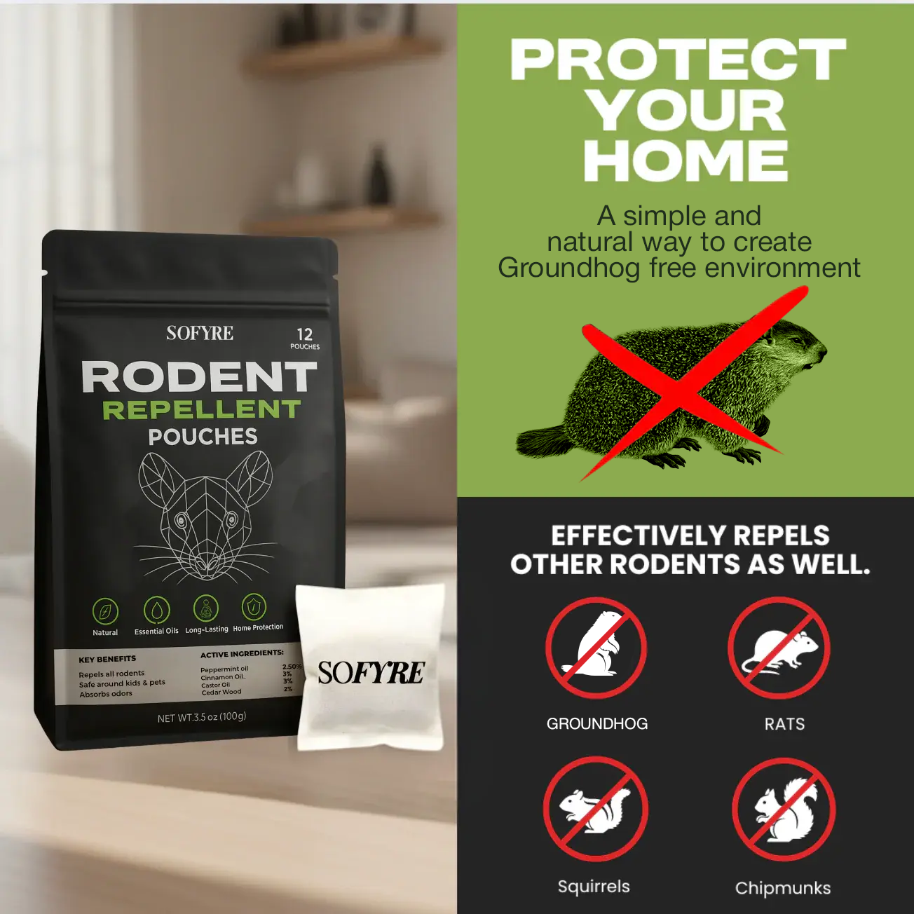 Groundhog Repellent Pouches