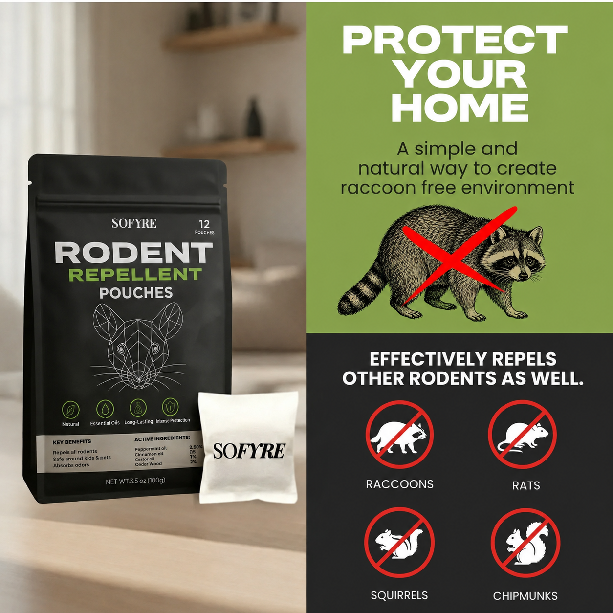 Raccoon Repellent Pouches